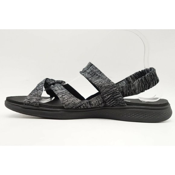 Skechers On The Go Goga Max Black Gray Stretch Strap Sandals Shoes Women's 10 - Picture 2 of 12